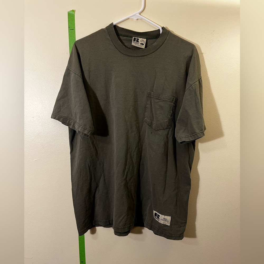 Russell Athletics Army Green Sz L Pocket T Shirt
